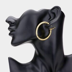 Gold Rhinestone Hoop Statement Earrings